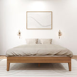 130322-187 : Single Beds Queen-Size Platform Bed, Matte Pecan