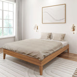 130322-187 : Single Beds Queen-Size Platform Bed, Matte Pecan