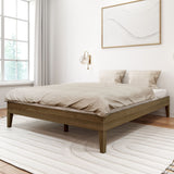 130322-188 : Single Beds Queen-Size Platform Bed, Matte Walnut