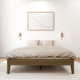 130322-188 : Single Beds Queen-Size Platform Bed, Matte Walnut