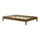 130322-188 : Single Beds Queen-Size Platform Bed, Matte Walnut