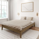130322-188 : Single Beds Queen-Size Platform Bed, Matte Walnut