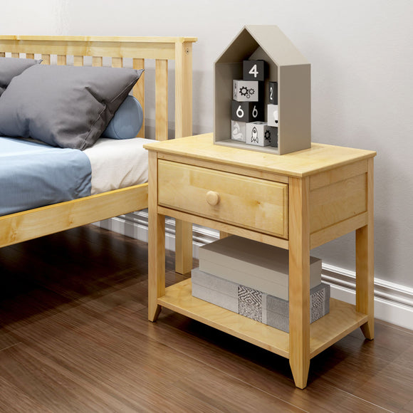 180001-001 : Nightstand Nightstand with Drawer and Shelf, Natural