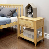 180001-001 : Furniture Nightstand with Drawer and Shelf, Natural