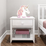 180001-002 : Furniture Nightstand with Drawer and Shelf, White