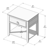 180001-121 : Nightstand Nightstand with Drawer and Shelf, Grey