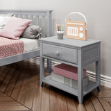 180001-121 : Furniture Nightstand with Drawer and Shelf, Grey