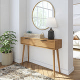 2000409000-007 : Console Table Mid Century Modern Console Table with Pulldown and Black Handles (46in / 1170mm), Pecan