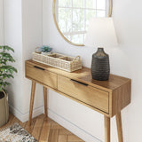2000409000-007 : Console Table Mid Century Modern Console Table with Pulldown and Black Handles (46in / 1170mm), Pecan