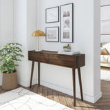2000409000-008 : Console Table Mid Century Modern Console Table with Pulldown and Brass Handles (46in / 1170mm), Walnut