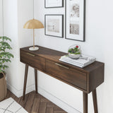 2000409000-008 : Console Table Mid Century Modern Console Table with Pulldown and Brass Handles (46in / 1170mm), Walnut