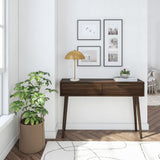 2000409000-008 : Console Table Mid Century Modern Console Table with Pulldown and Brass Handles (46in / 1170mm), Walnut