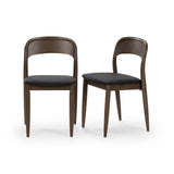 2020390200-448 : Dining Chair Loar Upholstered Dining Chair (2 pack), Walnut/Black PU Leather (ST-04)
