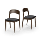 2020390200-448 : Dining Chair Loar Upholstered Dining Chair (2 pack), Walnut/Black PU Leather (ST-04)