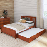 2160 XL TR CS : Starter Bed Full XL Traditional Bed with Trundle, Slat, Chestnut