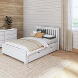 2160 XL TR WS : Starter Bed Full XL Traditional Bed with Trundle, Slat, White