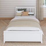 2160 XL TR WS : Starter Bed Full XL Traditional Bed with Trundle, Slat, White