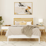 220211-102 : Single Beds Full-Size Bed, White/Birch