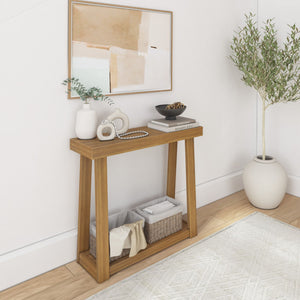 230142-007 : Console Table Classic Console Table with Shelf - 36 inches, Pecan