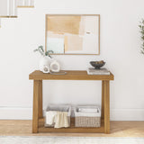 230143-007 : Console Table Classic Console Table with Shelf - 46 inches, Pecan