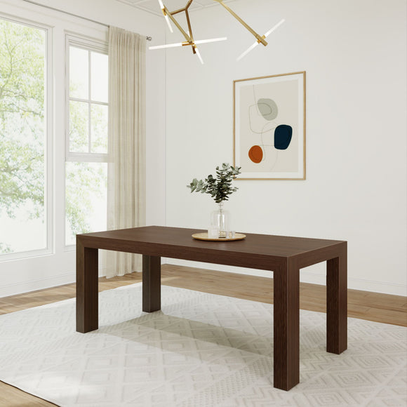 230210-198 : Dining Table Modern Solid Wood Dining Table, Walnut Wirebrush