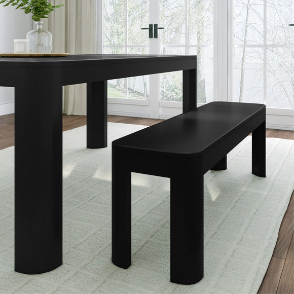 2400314000-170 : Dining Bench Modern Rounded Dining Bench (58in / 1474mm), Black