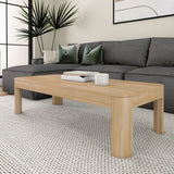 2400508001-010 : Coffee Table Modern Rounded Rectangular Coffee Table (54in x 24in / 1370mm x 610mm), Blonde