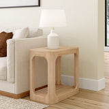 2400524000-010 : Side Table Modern Rounded Rectangular Side Table with Shelf (25in x 15in / 630mm x 375mm), Blonde