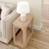 2400524000-010 : Side Table Modern Rounded Rectangular Side Table with Shelf (25in x 15in / 630mm x 375mm), Blonde