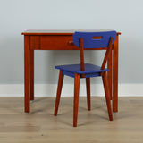 2513-101 : Furniture Chair, Blue/Chestnut