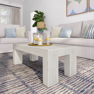 2700505001-150 : Coffee Table Modern Rectangular Coffee Table (40in x 20in / 1020mm x 510mm), Blonde Wirebrush