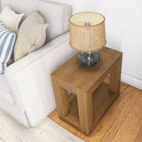 2700524000-197 : Side Table Modern Rectangular Side Table with Shelf (24in x 15in / 630mm x 375mm), Pecan Wirebrush