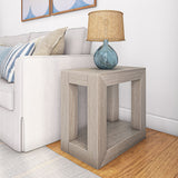 2700524000-199 : Side Table Modern Rectangular Side Table with Shelf (24in x 15in / 630mm x 375mm), Seashell Wirebrush