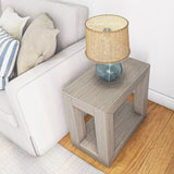 2700524000-199 : Side Table Modern Rectangular Side Table with Shelf (24in x 15in / 630mm x 375mm), Seashell Wirebrush