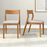 272031600705 : Dining Chair Dining Chair Frame (2 Pack), Pecan with Cream Cushion