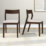 272031600805 : Dining Chair Dining Chair Frame (2 Pack), Walnut with Cream Cushion