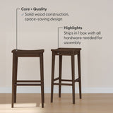 2820328000-008 : Bar Chair Smythe Stool Bar Height (30in) - 2 pack|| Walnut