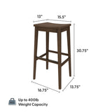 2820328000-008 : Bar Chair Smythe Stool Bar Height (30in) - 2 pack|| Walnut