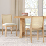 3000360600-605 : Dining Chair Elio Rattan Back Dining Chair, Blonde Frame, Ivory bouclée (WN2022A-2) Fabric
