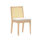 3000360600-605 : Dining Chair Elio Rattan Back Dining Chair, Blonde Frame, Ivory bouclée (WN2022A-2) Fabric