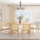 3000360600-605 : Dining Chair Elio Rattan Back Dining Chair, Blonde Frame, Ivory bouclée (WN2022A-2) Fabric