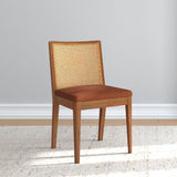 3000360600-607 : Dining Chair Elio Rattan Back Dining Chair, Pecan Frame, Terracotta bouclée (WN2022A-10) Fabric