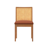 3000360600-607 : Dining Chair Elio Rattan Back Dining Chair, Pecan Frame, Terracotta bouclée (WN2022A-10) Fabric