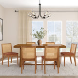 3000360600-607 : Dining Chair Elio Rattan Back Dining Chair, Pecan Frame, Terracotta bouclée (WN2022A-10) Fabric