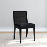 3000360600-610 : Dining Chair Elio Rattan Back Dining Chair, Black Frame, Black bouclée (WN2022A-24) Fabric