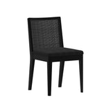 3000360600-610 : Dining Chair Elio Rattan Back Dining Chair, Black Frame, Black bouclée (WN2022A-24) Fabric