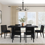 3000360600-610 : Dining Chair Elio Rattan Back Dining Chair, Black Frame, Black bouclée (WN2022A-24) Fabric