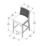 3000360700-605 : Counter Chair Elio Rattan Back Counter Stool, Blonde Frame, Ivory bouclée (WN2022A-2) Fabric