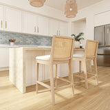 3000360700-605 : Counter Chair Elio Rattan Back Counter Stool, Blonde Frame, Ivory bouclée (WN2022A-2) Fabric