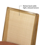 3000360700-607 : Counter Chair Elio Rattan Back Counter Stool, Pecan Frame, Terracotta bouclée (WN2022A-10) Fabric